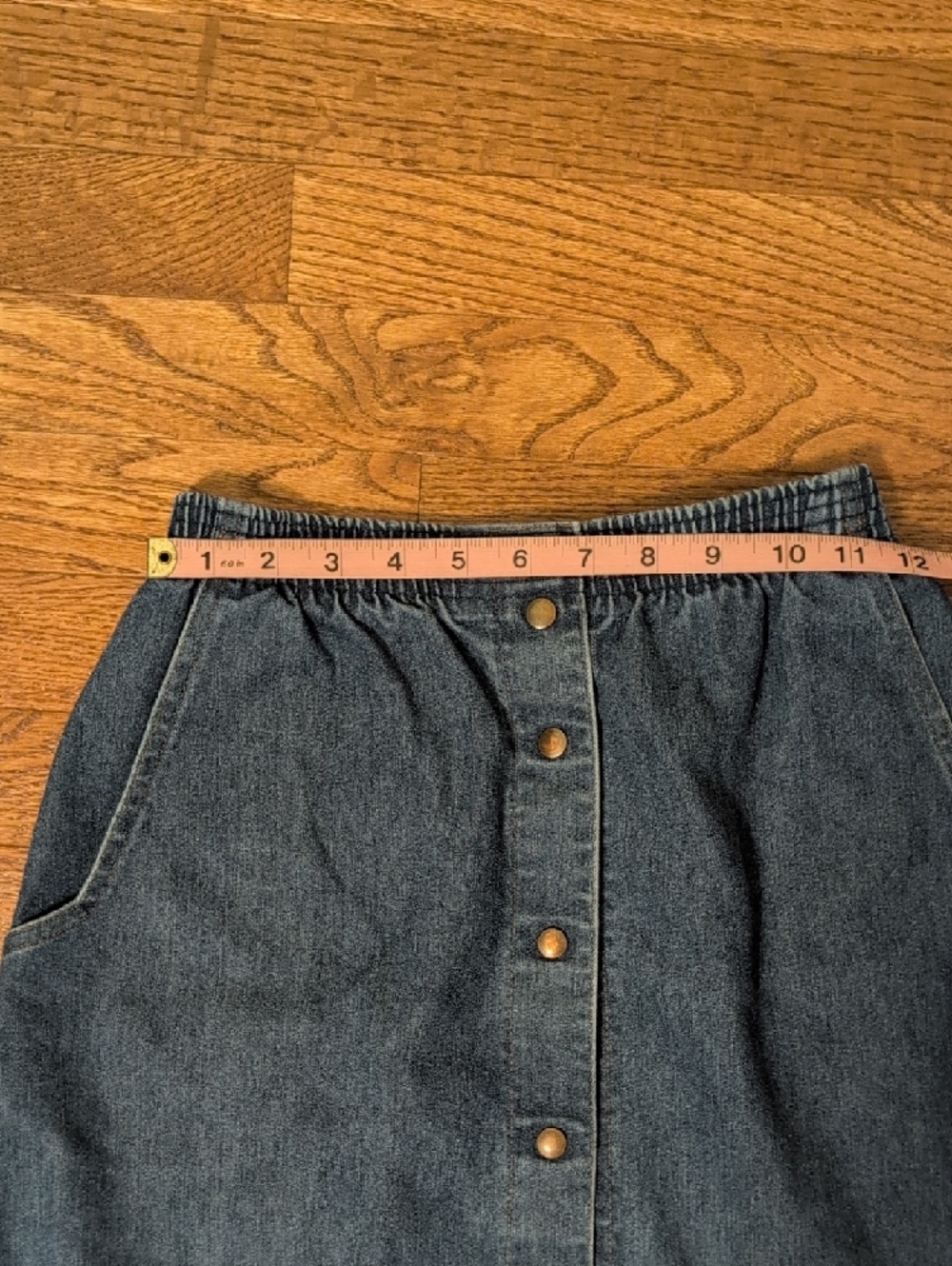 Koret Dark Blue Vintage Button-Front High Waisted Denim Midi Skirt - Picture 5 of 7